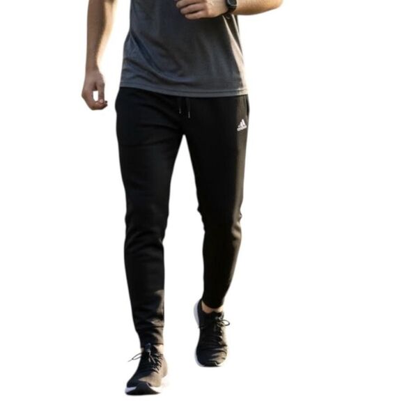 Adidas Pants Mens Large Black Golf Joggers Sweatpants Tapered Cuffed Pockets - Picture 1 of 10